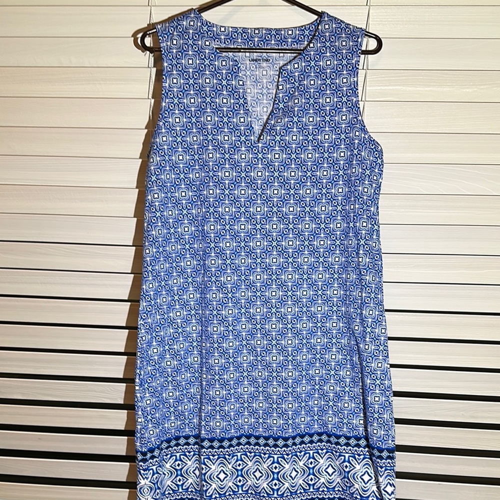 Lands' End Blue and White Sheath Mini Dress